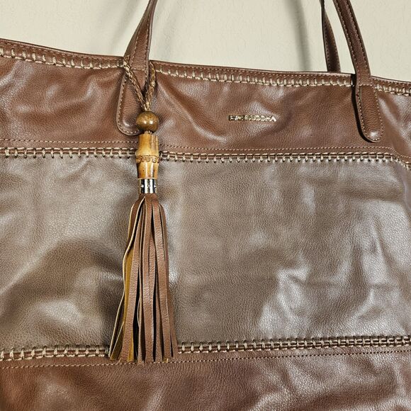 Big Buddha Western Tote Two Tone Brown Tassel Large Shoulder Handbag Business XL - Picture 3 of 16